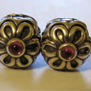 Pandora Rhodolite Zinnia Clips Pair Extremely Rare Retired Authentic